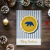 金ゴールド、青と白のクマのクリスマスの招待 招待状