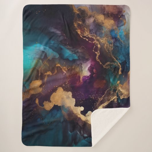 金ゴールド、青と紫のシェルパブランケット シェルパブランケット (正面)