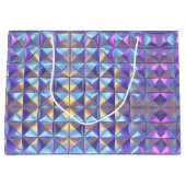 金ゴールド、青と紫の虹色の幾何学的2 ラージペーパーバッグ (正面)