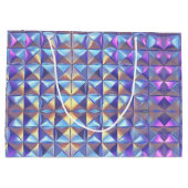 金ゴールド、青と紫の虹色の幾何学的2 ラージペーパーバッグ (裏面)