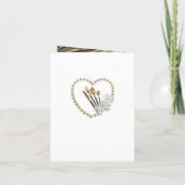 金ゴールド、青、アイボリー、緑の絹、真珠 招待状 (裏面)