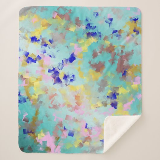 金ゴールド，青，白，金ゴールド，テキスタイルパターン，ポスター シェルパブランケット (正面)