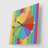 金ゴールド、青、緑のおもしろいストライプの正方形の壁時計 スクエア壁時計 (傾斜)