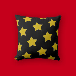 金ゴールド/黄色と黒の星の誕生日 クッション