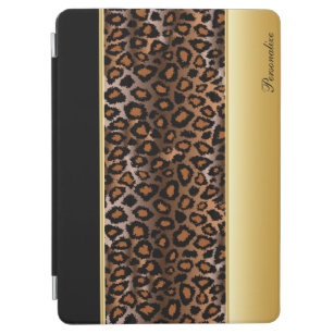 金ゴールド、黒いジャガーのアニマルプリント iPad AIR カバー