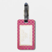 金ゴールド、黒い及びショッキングピンクのクローバーの荷物のラベル ラゲッジタグ (裏面縦)