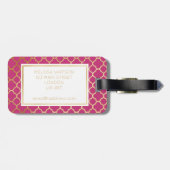 金ゴールド、黒い及びショッキングピンクのクローバーの荷物のラベル ラゲッジタグ (裏面横)