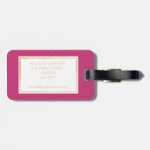 金ゴールド、黒い及びショッキングピンクの小さい水玉模様の荷物のラベル ラゲッジタグ (裏面横)