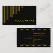 金ゴールド、黒い垂直ストライプ会計士 名刺 (正面/裏面)