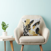 金ゴールド、黒い熱帯植物：豪華。 クッション (椅子)