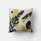 金ゴールド、黒い熱帯植物：豪華。 クッション (裏面)