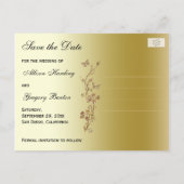 金ゴールド、黒い蝶の日付はがきを保存 案内ポストカード (裏面)