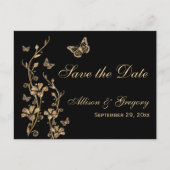 金ゴールド、黒い蝶の日付はがきを保存 案内ポストカード (正面)