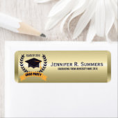 金ゴールド、黒および黄色のリースと卒業帽子 ラベル (インサイチュ)