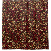 金ゴールド、黒とブルゴーニュのフェスティバル シャワーカーテン (正面)