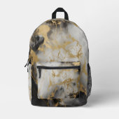金ゴールド、黒と白の大理石 | プリントバックパック (正面)