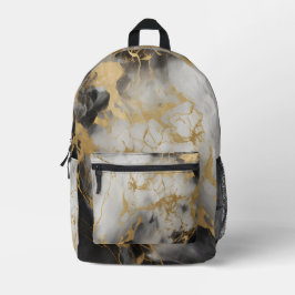 金ゴールド、黒と白の大理石 | プリントバックパック