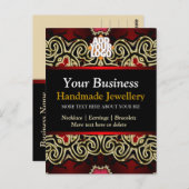 金ゴールド+黒の装飾ジュエリー事業はがき ポストカード (正面/裏面)