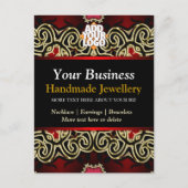 金ゴールド+黒の装飾ジュエリー事業はがき ポストカード (正面)