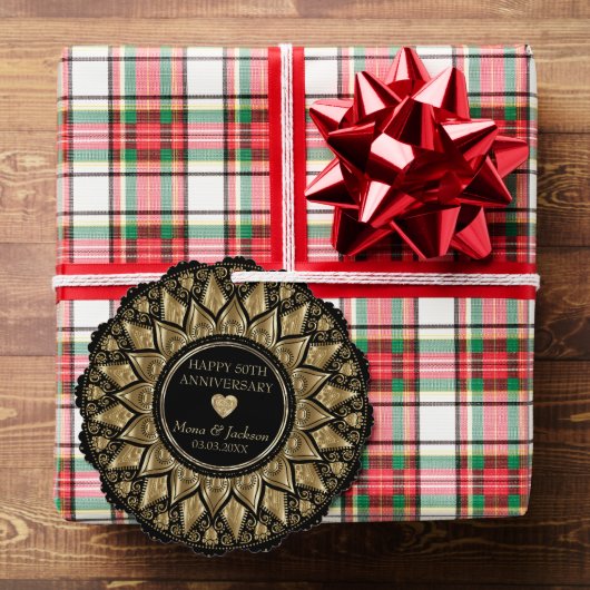 金ゴールド・黒フローラ結婚曼荼羅記念日 オーナメントカード (インサイチュ (ギフト))