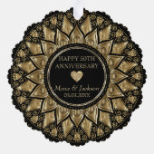 金ゴールド・黒フローラ結婚曼荼羅記念日 オーナメントカード (裏面)