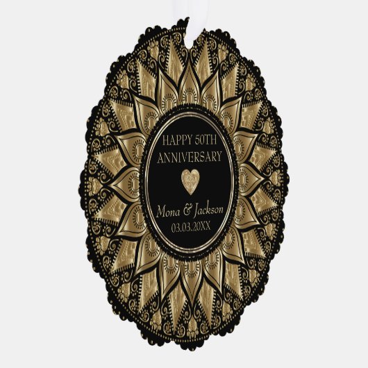 金ゴールド・黒フローラ結婚曼荼羅記念日 オーナメントカード (右)