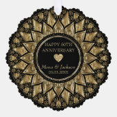 金ゴールド・黒フローラ結婚曼荼羅記念日 オーナメントカード (正面)