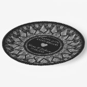 金ゴールド・黒フローラ結婚曼荼羅記念日 ペーパープレート (アングル)