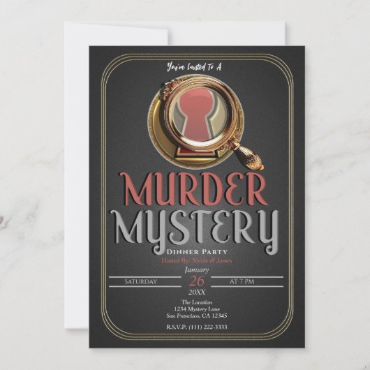 金ゴールド&黒人殺しミステリーゲーム誕生日パーティー 招待状 (正面)