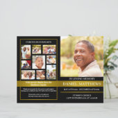 金ゴールド・黒人葬式プログラムテンプレート (スタンド正面)