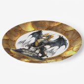金ゴールド・黒龍ドラゴンスケール縁ど ペーパープレート (アングル)