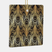 金ゴールド，黒，孔雀パターン，アールヌーボー,ヴィンテージ，ベ セラミックオーナメント (右)