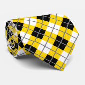 金ゴールド、黒、白いおよび灰色のアーガイル柄のなプリントのネクタイ ネクタイ (ロール)