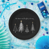 金ゴールド、黒、白いモダンクリスマスツリー ペーパープレート (パーティー)