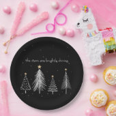 金ゴールド、黒、白いモダンクリスマスツリー ペーパープレート (パーティー)