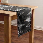 金ゴールド、黒、白いモダンクリスマスツリー ロングテーブルランナー (インサイチュ)