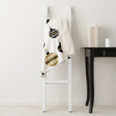 金ゴールド/黒/白のクリスマスパターン シェルパブランケット (インサイチュ)