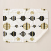 金ゴールド/黒/白のクリスマスパターン シェルパブランケット (正面(横))