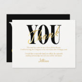 金ゴールド、黒、白サンキューカード ポストカード (正面/裏面)