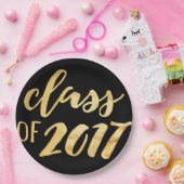 金ゴールド + 2017年の卒業パーティーのプレートの黒いクラス ペーパープレート (パーティー)