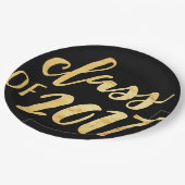 金ゴールド + 2017年の卒業パーティーのプレートの黒いクラス ペーパープレート (アングル)