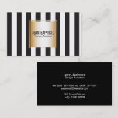 金ゴールド(B&Wストライプ) 名刺 (正面/裏面)