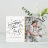 金ゴールド | Happy New Yearフォトカード シーズンカード (スタンド正面)