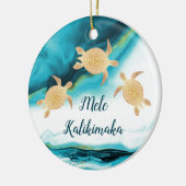 金ゴールド | Melle Kalikimaka |クリスマス セラミックオーナメント (左)