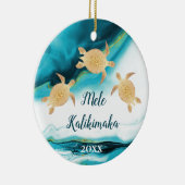 金ゴールド | Melle Kalikimaka |家族の写真 セラミックオーナメント (右)