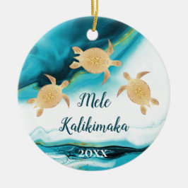 金ゴールド | Melle Kalikimaka |家族の写真 セラミックオーナメント