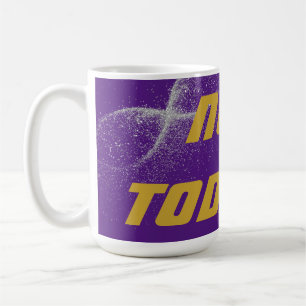 金ゴールド"NOT TODAY!"と紫の銀グリッター コーヒーマグカップ