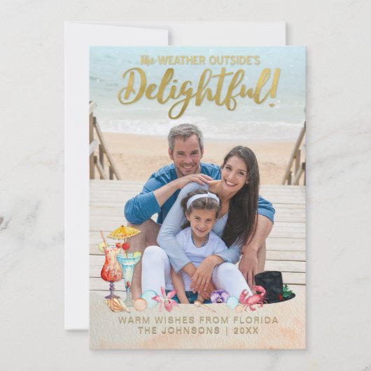 金ゴールド#Tropical #Holidaysクリスマス・フロリダ写真 シーズンカード (正面)