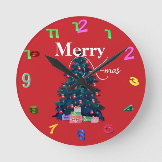 金ゴールド(X-mas Wall Clock) ラウンド壁時計 (正面)
