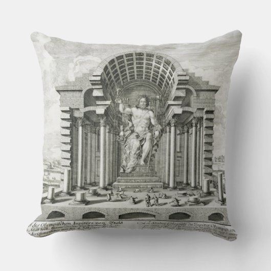 金ゴールドaのPhidias著なされるオリンピックのゼウスの彫像 クッション (正面)